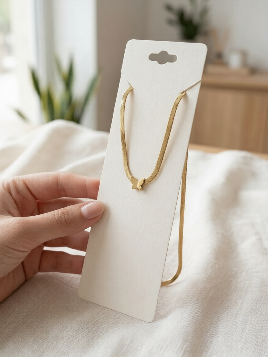Elegant Bow & Heart Stainless Steel Gold-Plated Chain Necklace